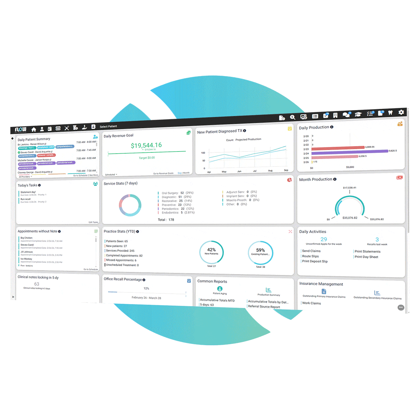 DentiMax Flow dental practice management software on Mac and Android devices
